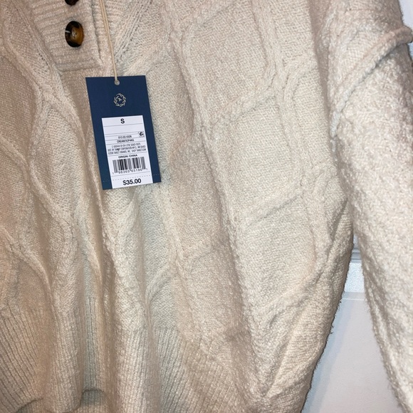 NWT Small V Neck Universal Thread Women's Knitted Sweater Cream Buttons Textured - Picture 7 of 9